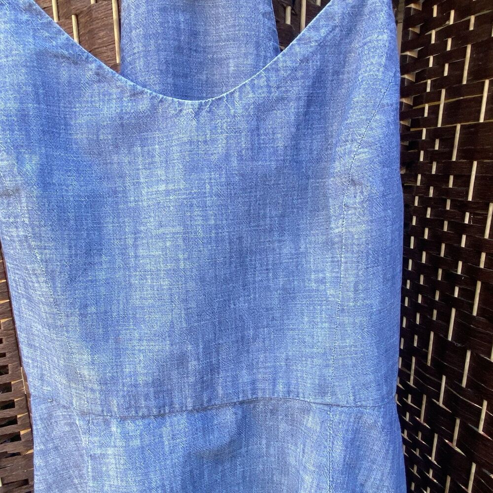 Banana Republic Dress Chambray Blue Fit and Flare Cotton Minimal Women's Size 6 - Picture 3 of 11